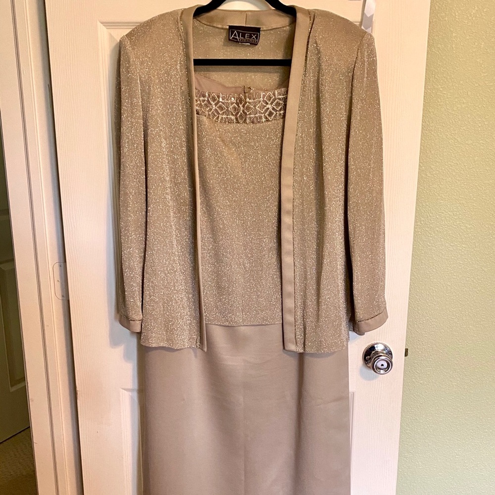 Mock Jacket Evening Dress w/ Satin Skirt